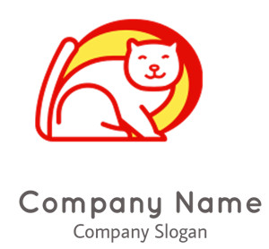 Graphic of a cat outlined in red with a yellow background.