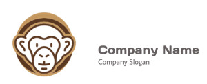 Stylized monkey face icon with brown color scheme.