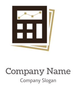 Icon of a calculator with a graph chart indicating finance and analysis.