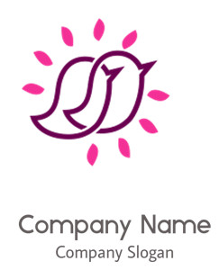 Abstract bird logo with pink accents and minimalistic design.