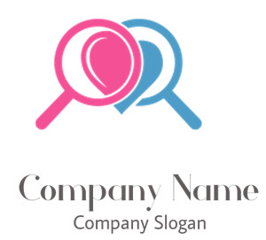Pink and blue overlapping magnifying glass icons symbolizing search or investigation.