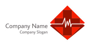 Red medical cross with a heartbeat line symbol.