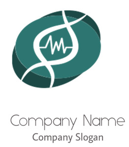Logo featuring DNA strand and heartbeat line on a teal background.