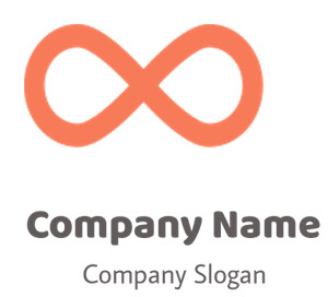 Orange infinity symbol on a white background.