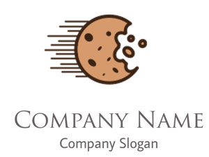 Cartoon chocolate chip cookie with a bite taken out.