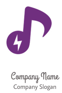 Purple music note icon with a lightning bolt symbol.