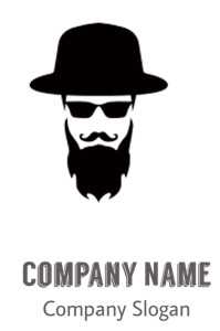 Silhouette of a bearded man wearing a hat and sunglasses.