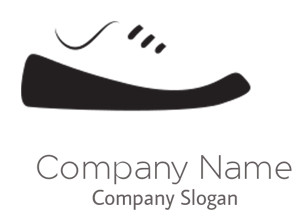Minimalist black and white silhouette of a shoe or sneaker.
