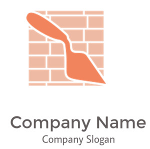 Icon of a trowel over a brick wall background.