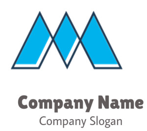 Abstract geometric logo featuring blue triangles.
