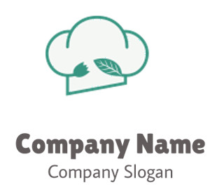 Green chef hat icon with a leaf design, representing eco-friendly or vegetarian cooking.