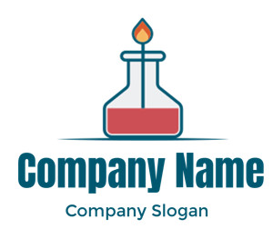 Icon of a laboratory flask with red liquid and a flame on top.