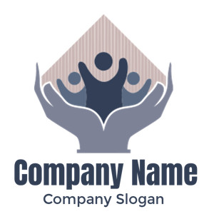 Logo showing stylized hands holding figures representing people, symbolizing community support.