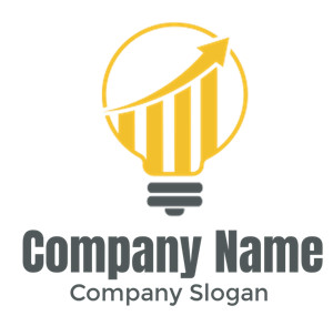 Lightbulb icon featuring a growth arrow and graph bars.