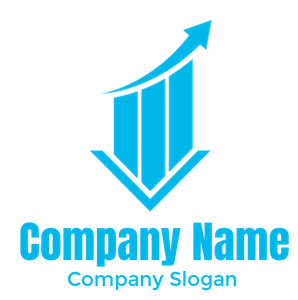 Blue arrow above bar graph icon indicating growth and upward trend.