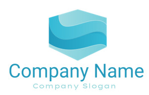 Abstract blue wave pattern in a hexagon shape logo.