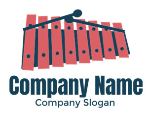 Illustration of a xylophone with red bars and blue mallets.