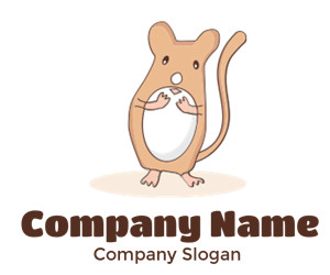 Cute cartoon mouse standing upright with a happy expression.
