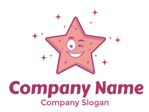 Cute cartoon starfish illustration winking and smiling.