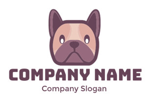 Cartoon illustration of a French bulldog face with large ears and a neutral expression.