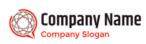 Modern company logo featuring a red and black design with placeholders for company name and slogan.
