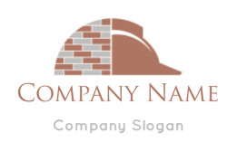 construction logo bricks with hat construction