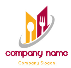 restaurant logo icon spoon and fork with swoosh