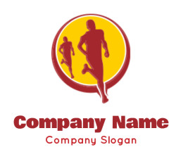 fitness logo people running in front of circle