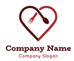 restaurant logo spoon knife creating heart shape