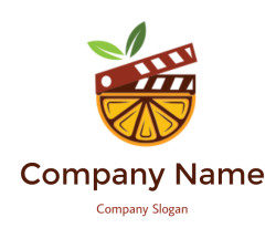 media logo of film clipper merged with orange