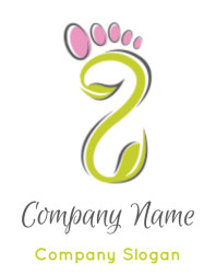 Artistic green footprint with pink toes in an abstract design.