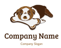 generate an animal logo of a puppy with a bone