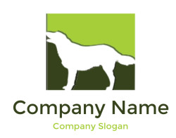 create an animal logo dog silhouette in square