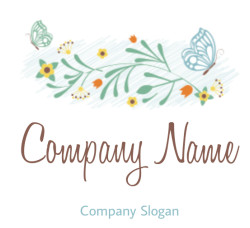 make a landscape logo flower vines butterflies