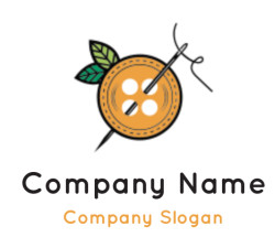 apparel logo orange shape button &amp; needle leaves