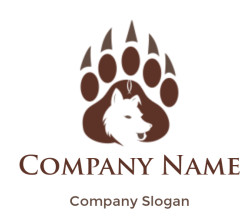 generate a pet logo wolf inside the paw print