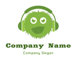 music logo of cartoon monster wearing headphone