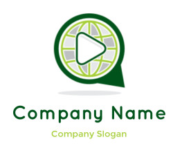 design a media logo play button in talking globe