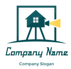 Logo featuring a house-shaped lighthouse design with emitting beacon light