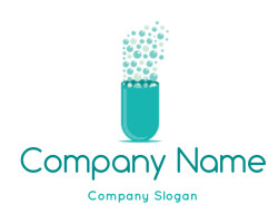 pharmacy logo bubbles coming out from capsule