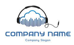 music logo of music beats cloud with headphones