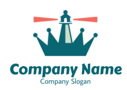 Logo featuring a lighthouse combined with a crown design.