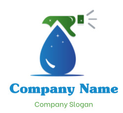 cleaning logo icon spray bottle with water drop