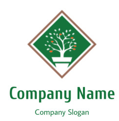 landscape logo of plant in pot inside a square