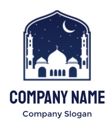 religion logo of mosque in dome shape with moon