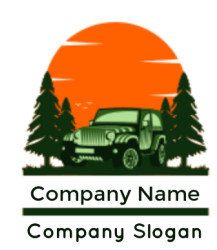 create a transportation logo jeep with trees