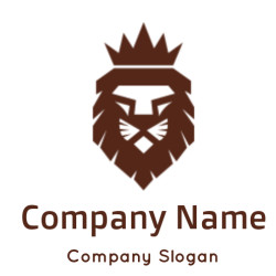 Geometric brown lion head logo with a crown symbol.