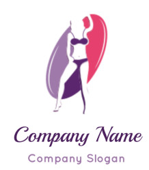 fashion logo illustration girl in bikini dancing