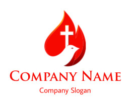 religious logo maker pigeon with cross in flame