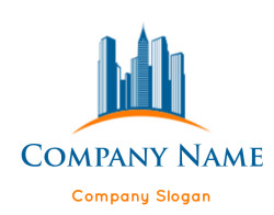 real estate logo image of skyscrapers on a hill